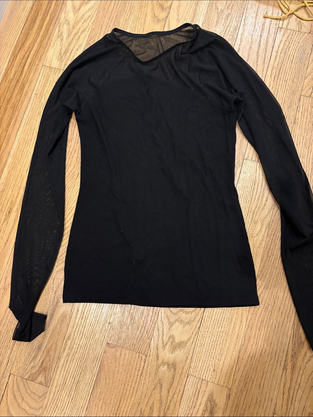 Marcella NYC Women's Black Long-Sleeve Sheer-Trim Tee